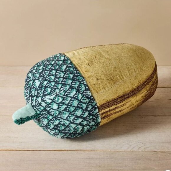 NEW Beaded Velvet Acorn Novelty Pillow John Derian for Target 15x8 Thanksgiving - Picture 1 of 3